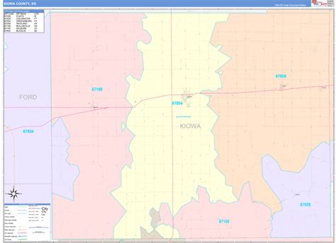 Kiowa County, KS Wall Map Color Cast Style by MarketMAPS - MapSales