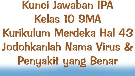 Kunci Jawaban IPA Kelas 10 SMA Kurikulum Merdeka Hal 43 Jodohkanlah