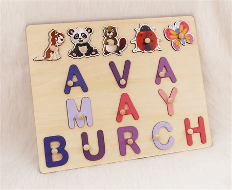 Personalized Baby Name Puzzle Wooden Name Puzzle With - Etsy