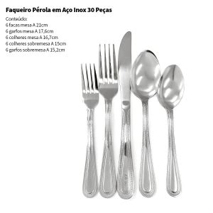 Faqueiro Inox 30 peças Pérola Class Home