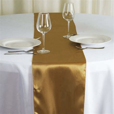 12x108 Gold Satin Table Runner Efavormart