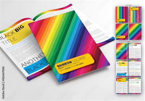 Colorful Rainbow Stripe Brochure Layout Stock Template | Adobe Stock