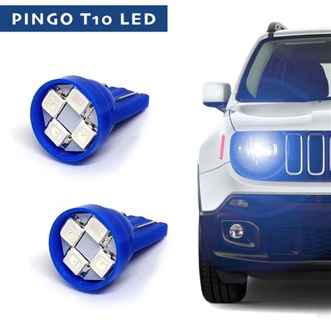 Par Lâmpadas T10 Pingo Led Azul Lanterna Farolete Meia Luz Ford Fiesta