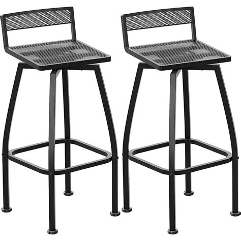 Wiawg Swivel Metal Outdoor Bar Stools Set Of 2 Indoor 27 Height Low