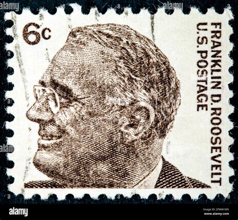 Usa Circa 1966 A Postage Stamp Shows Image Portrait Of Franklin D