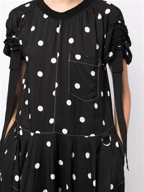 Lee Mathews Polka Dot Print Midi Dress Black Farfetch