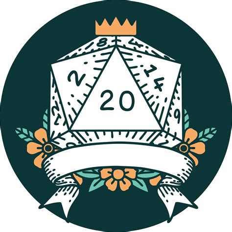 Natural 20 Critical Hit D20 Dice Roll Icon 12121367 Vector Art At Vecteezy