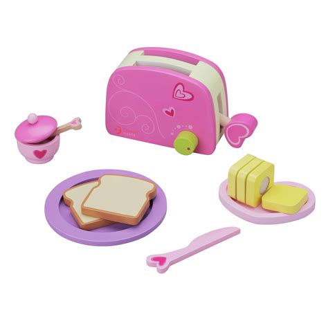 Classic World Pink Wooden Toy Toaster Playset - Walmart.com - Walmart.com