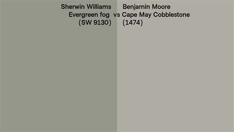 Sherwin Williams Evergreen Fog Sw 9130 Vs Benjamin Moore Cape May