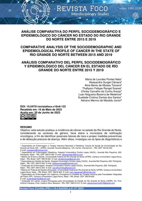 Pdf An Lise Comparativa Do Perfil Sociodemogr Fico E Epidemiol Gico