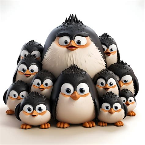 Premium Photo 3D Rendering Of A Group Of Penguins On A White Background