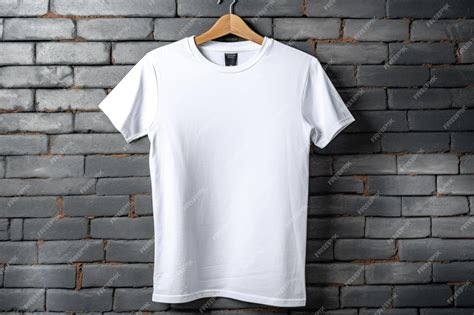 Premium AI Image | A white t - shirt hanging on a wall