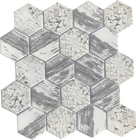 White Crackle Hex Mosaic Tile Depot Mtd