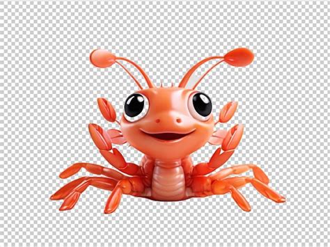 Premium Psd Psd Of A D Cute Shrimps On Transparent Background