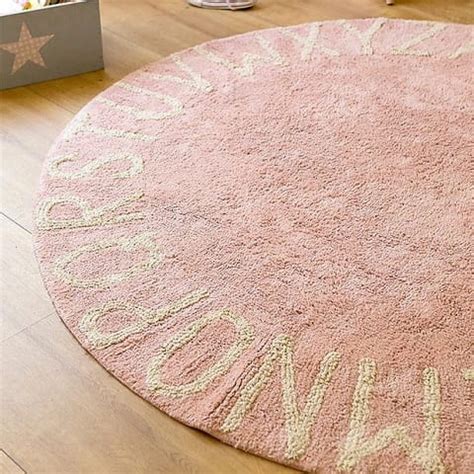 Lorena Canals Dywan Round ABC Vintage Nude Natural Ø 150 cm Baby Concept
