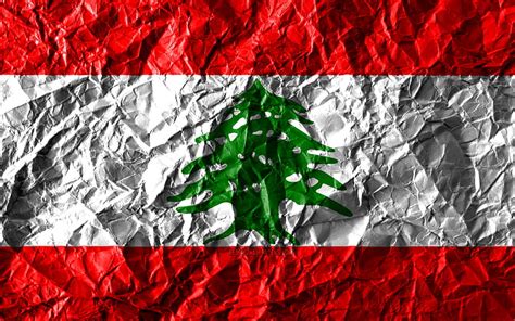 Lebanese Flag Crumpled Paper Asian Countries Creative Flag Of