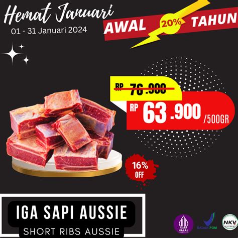 Jual Daging Iga Sapi Aus 100 Halal Import Beef Short Ribs Aus 500gr