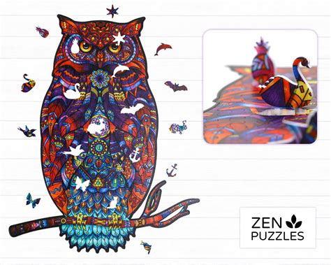 Charming Owl Jigsaw Puzzle Jigsaw Puzzle For Adults 290 Etsy