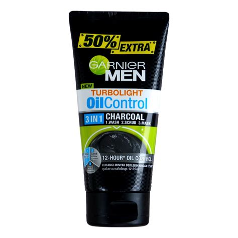 Garnier Men Turbolight Oil Control Charcoal 3 in 1 Face Wash Scrub 150 ...