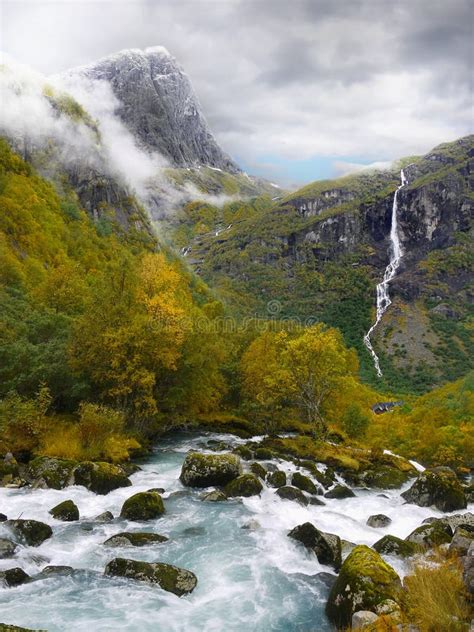 Waterfall And Mountain River Landscape Stock Image Image Of