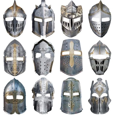 Frienda 12 Pcs Knight Masks For Kids Medieval Party Decor Paper Knight