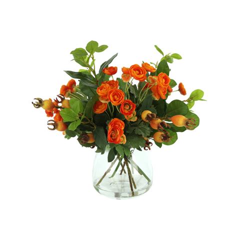 Creative Displays Inc Ranunculus Arrangement In Glass Vase Perigold