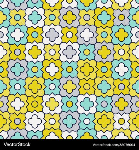 Multicolor Quatrefoil Lattice Pattern Seamless Vector Image