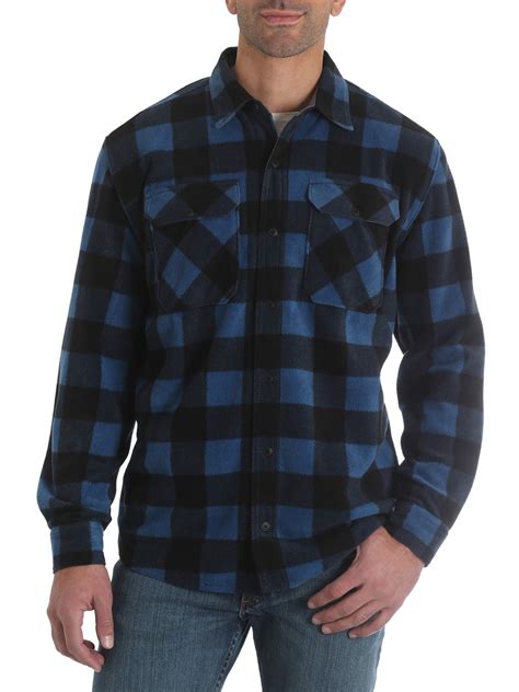 Wrangler Big Men's Long Sleeve Plaid Wicking Fleece Shirt - Walmart.com