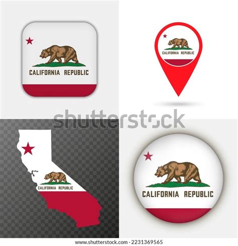 Set California State Flag Vector Illustration Stock Vector (Royalty ...