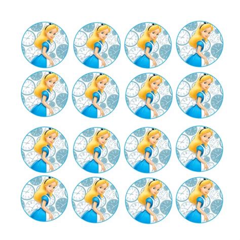 24x Alice In Wonderland Edible Cupcake Toppers Wafer Paper Discs 4cm