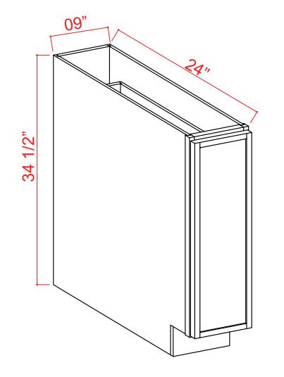 Slim White Oak SPB9 Spice Pull Out Base Cabinets Assembled Kitchen