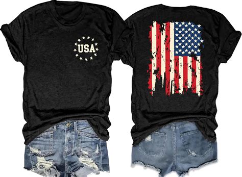 American Flag Shirt Women Patriotic Shirt Usa Flag Stars