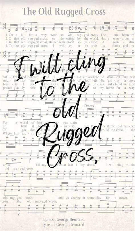 The Old Rugged Cross Hymn Sheet Music The Old Rugged Cross 12x24 Printable Cling To The Old