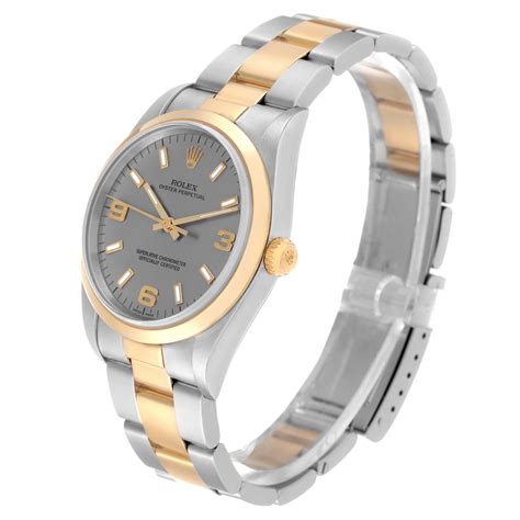 Rolex Oyster Perpetual Domed Bezel Steel Yellow Gold Mens Watch