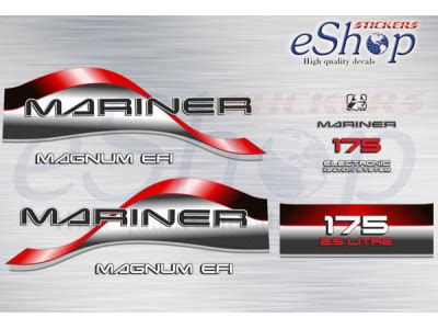 Mariner 175 Hp 2 5 Litre Magnum EFI 1996 1998 Red Set Eshop Stickers