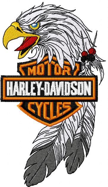 Harley Davidson eagle logo embroidery design