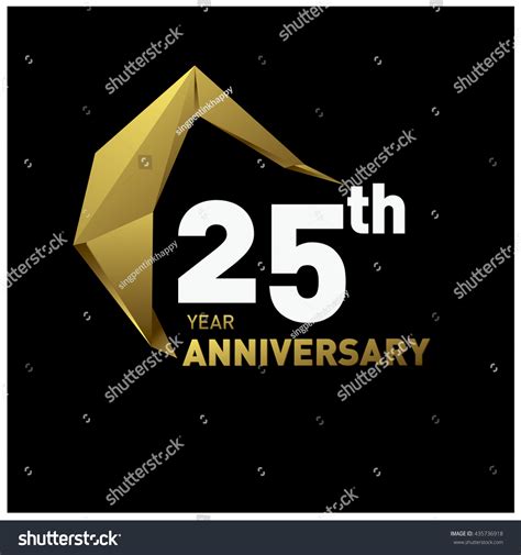 25th Anniversary Logo With Modern Gold Shape. Anniversary Signs ...