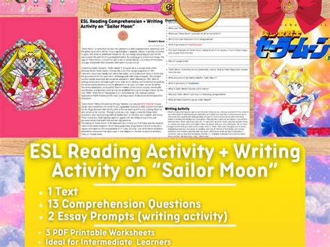 ESL Reading Comprehension Writing Activity Worksheets Sailor Moon