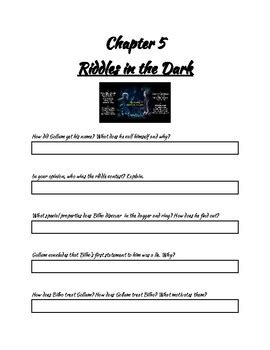 The Hobbit Chapter 5- Riddles in the Dark by Jeffery Dunbar | TPT