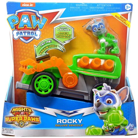 Paw Patrol Mighty Pups Super Paws Rocky Vehicle Figure Spin Master - ToyWiz