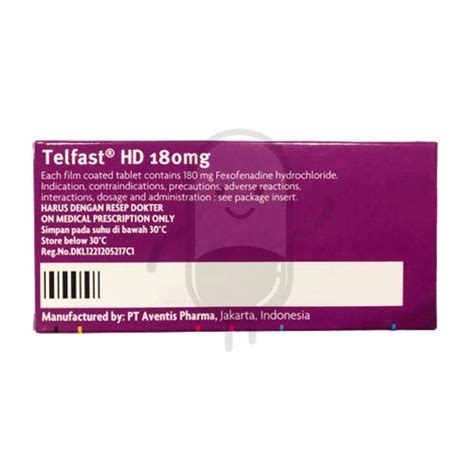 Telfast Hd 180 Mg Box 10 Tablet Kegunaan Efek Samping Dosis Dan