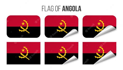 Conjunto De Adesivos De Etiquetas De Bandeira De Angola Ilustração