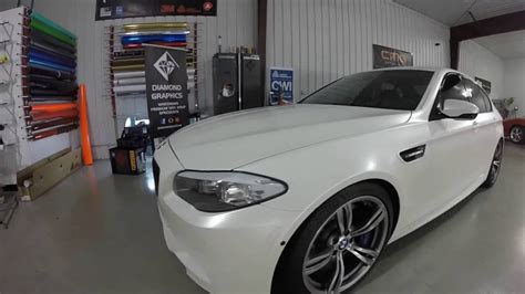 Full Vinyl Wrap Bmw M5 Avery Dennison Satin Pearl White Youtube