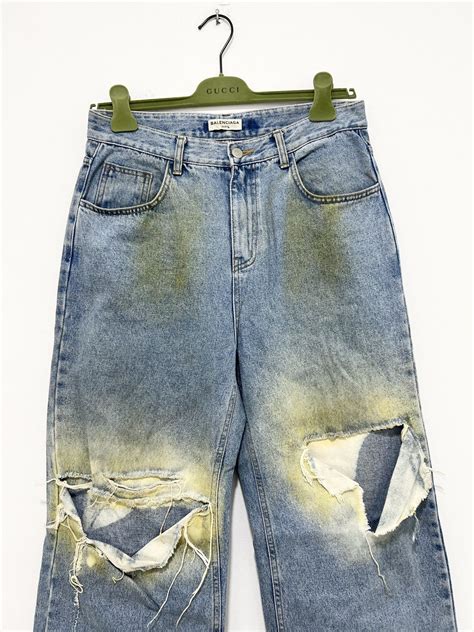 Balenciaga Balenciaga Mud Wash Distress Wide Legs Denim Grailed