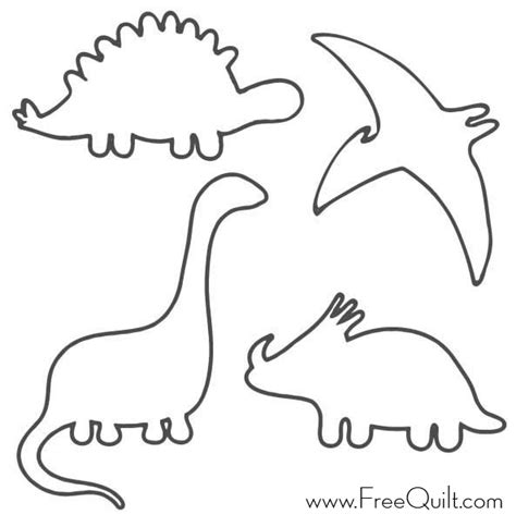 Dinosaur Patterns Set Of 4 Dinosaurs Line Art Style