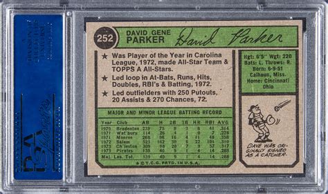 Lot Detail Topps Dave Parker Rookie Card Psa Nm Mt