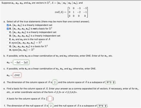 Solved Suppose A1 A2 A3 And A4 Are Vectors In Chegg