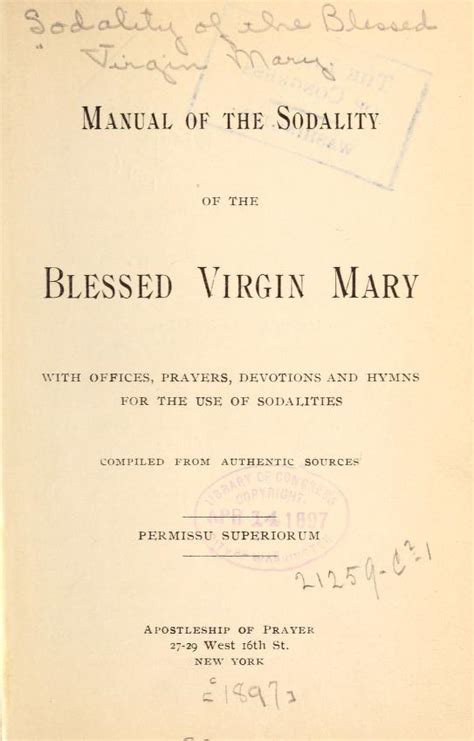 Manual Of The Sodalities Of The Blessed Virgin Mary And Of The Sacred