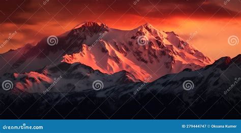 Majestic View Of Snow Capped Mountain Range At Sunrise With Fog Ai