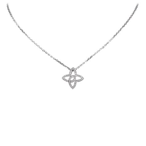 Louis Vuitton Vintage Quatrefoil Diamond Necklace White Gold 18k